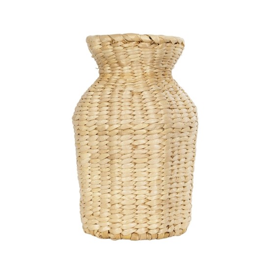GLOBOSTAR® Artificial Garden HAVANA 21222 Διακοσμητικό Πλεκτό Βάζο - Καλάθι - Μπεζ - Μ16 x Π16 x Υ25cm
