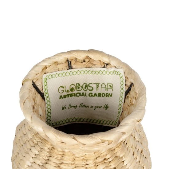 GLOBOSTAR® Artificial Garden HAVANA 21222 Διακοσμητικό Πλεκτό Βάζο - Καλάθι - Μπεζ - Μ16 x Π16 x Υ25cm