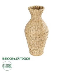 GLOBOSTAR® Artificial Garden HAVANA 21223 Διακοσμητικό Πλεκτό Βάζο - Καλάθι Μπεζ - Π22 x M22 x Υ42cm