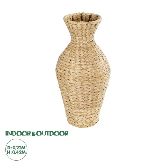 GLOBOSTAR® Artificial Garden HAVANA 21223 Διακοσμητικό Πλεκτό Βάζο - Καλάθι Μπεζ - Π22 x M22 x Υ42cm