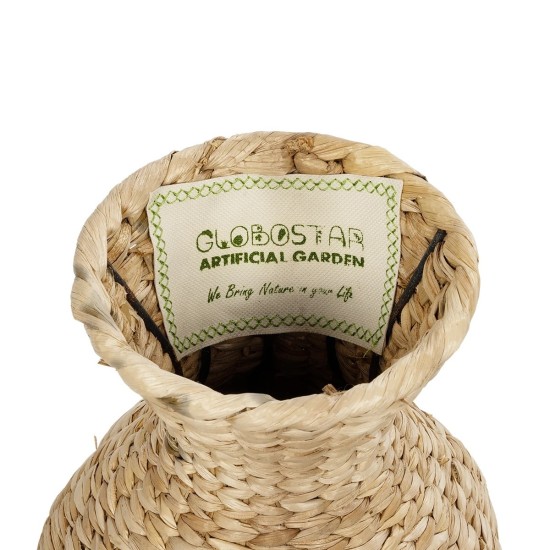 GLOBOSTAR® Artificial Garden HAVANA 21223 Διακοσμητικό Πλεκτό Βάζο - Καλάθι Μπεζ - Π22 x M22 x Υ42cm