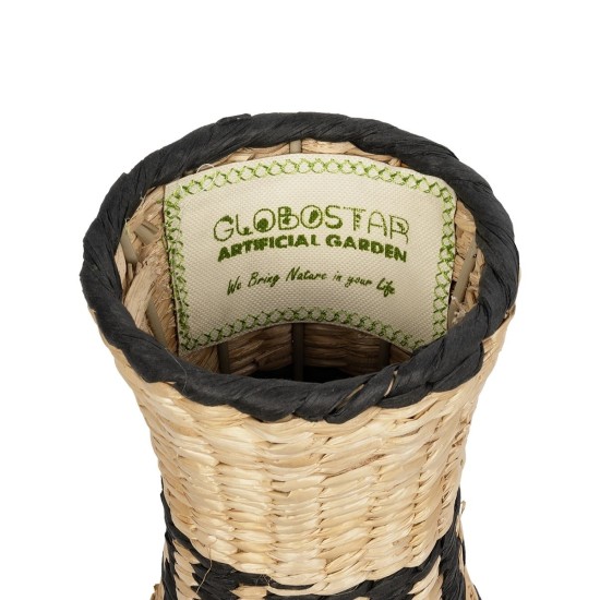 GLOBOSTAR® Artificial Garden MONTMARTRE 21227 Διακοσμητικό Πλεκτό Βάζο - Καλάθι - Μπεζ & Μαύρο - Π20 x M20 x Υ42cm GLOBOSTAR® Artificial Garden MONTMARTRE 21227 Διακοσμητικό Πλεκτό Βάζο - Καλάθι - Μπεζ & Μαύρο - Π20 x M20 x Υ42cm