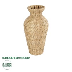 GLOBOSTAR® Artificial Garden HAVANA 21229 Διακοσμητικό Πλεκτό Βάζο - Καλάθι - Μπεζ - Π29 x M29 x Υ57cm