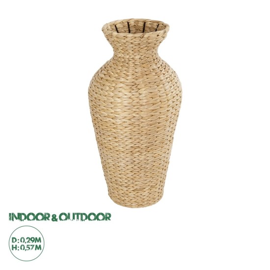 GLOBOSTAR® Artificial Garden HAVANA 21229 Διακοσμητικό Πλεκτό Βάζο - Καλάθι - Μπεζ - Π29 x M29 x Υ57cm