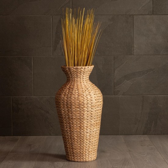 GLOBOSTAR® Artificial Garden HAVANA 21229 Διακοσμητικό Πλεκτό Βάζο - Καλάθι - Μπεζ - Π29 x M29 x Υ57cm