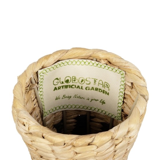 GLOBOSTAR® Artificial Garden HAVANA 21230 Διακοσμητικό Πλεκτό Βάζο - Καλάθι - Μπεζ & Μαύρο - Π25 x M25 x Υ57cm
