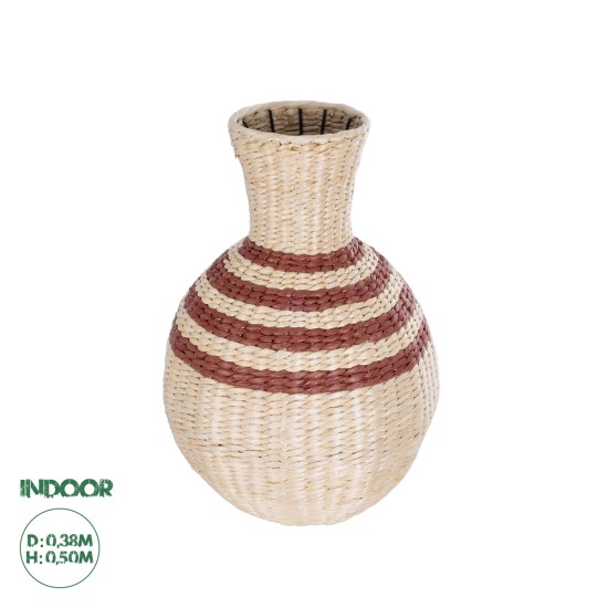 GLOBOSTAR® Artificial Garden PALERMO 21231 Διακοσμητικό Πλεκτό Βάζο - Καλάθι - Μπεζ & Μπορντώ - Π38 x M38 x Υ50cm GLOBOSTAR® Artificial Garden PALERMO 21231 Διακοσμητικό Πλεκτό Βάζο - Καλάθι - Μπεζ & Μπορντώ - Π38 x M38 x Υ50cm