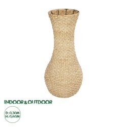 GLOBOSTAR® Artificial Garden SANDIAGO 21233 Διακοσμητικό Πλεκτό Βάζο - Καλάθι - Μπεζ - Π30 x M30 x Υ60cm