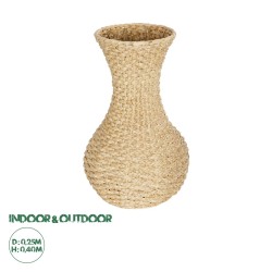 GLOBOSTAR® Artificial Garden SANDIAGO 21234 Διακοσμητικό Πλεκτό Βάζο - Καλάθι - Μπεζ - Π25 x M25 x x Υ40cm