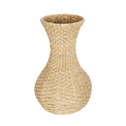 GLOBOSTAR® Artificial Garden SANDIAGO 21234 Διακοσμητικό Πλεκτό Βάζο - Καλάθι - Μπεζ - Π25 x M25 x x Υ40cm