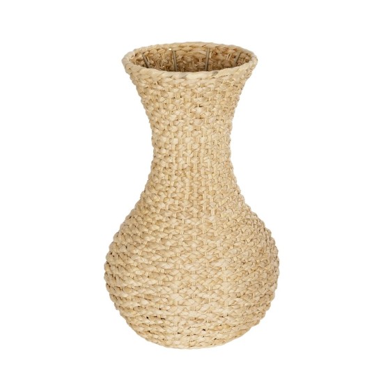 GLOBOSTAR® Artificial Garden SANDIAGO 21234 Διακοσμητικό Πλεκτό Βάζο - Καλάθι - Μπεζ - Π25 x M25 x x Υ40cm