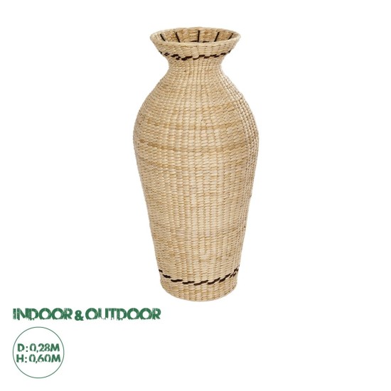 GLOBOSTAR® Artificial Garden MONTPELLIER 21237 Διακοσμητικό Πλεκτό Βάζο - Καλάθι - Μπεζ & Καφέ - Π28 x M28 x Υ60cm GLOBOSTAR® Artificial Garden MONTPELLIER 21237 Διακοσμητικό Πλεκτό Βάζο - Καλάθι - Μπεζ & Καφέ - Π28 x M28 x Υ60cm