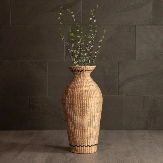GLOBOSTAR® Artificial Garden MONTPELLIER 21237 Διακοσμητικό Πλεκτό Βάζο - Καλάθι - Μπεζ & Καφέ - Π28 x M28 x Υ60cm GLOBOSTAR® Artificial Garden MONTPELLIER 21237 Διακοσμητικό Πλεκτό Βάζο - Καλάθι - Μπεζ & Καφέ - Π28 x M28 x Υ60cm