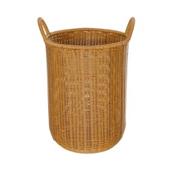 GloboStar® Artificial Garden TORINO 21493 Διακοσμητικό Πλεκτό Καλάθι - Κασπώ Γλάστρα - Flower Pot Μπεζ Φ31cm x Υ47cm