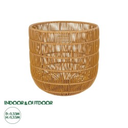 GloboStar® Artificial Garden DAKOTA 21498 Διακοσμητικό Πλεκτό Καλάθι - Κασπώ Γλάστρα - Flower Pot Μπεζ Φ33cm x Υ33cm