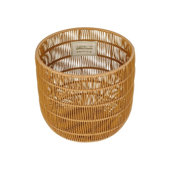 GloboStar® Artificial Garden DAKOTA 21498 Διακοσμητικό Πλεκτό Καλάθι - Κασπώ Γλάστρα - Flower Pot Μπεζ Φ33cm x Υ33cm