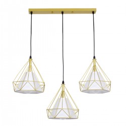 GLOBOSTAR® EIFFEL 61571 Vintage Κρεμαστό Φωτιστικό Οροφής με Ντουί 3 x E27 AC 220-240V IP20 - Χρυσό & Λευκό - Μ68 x Π25 x Υ130cm GLOBOSTAR® EIFFEL 61571 Vintage Κρεμαστό Φωτιστικό Οροφής με Ντουί 3 x E27 AC 220-240V IP20 - Χρυσό & Λευκό - Μ68 x Π25 x Υ130cm