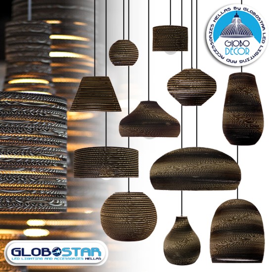 GLOBOSTAR® SANTORINI 01295 Boho Κρεμαστό Φωτιστικό Οροφής με Ντουί 1 x E27 AC 220-240V IP20 - Καφέ - Μ38 x Π38 x Υ30cm