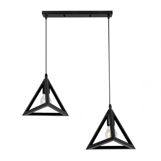 GLOBOSTAR® TRIANGLE 00611 Μοντέρνο Κρεμαστό Φωτιστικό Οροφής με Ντουί 2 x E27 AC 220-240V IP20 - Μαύρο - Μ60 x Π22 x Y130cm GLOBOSTAR® TRIANGLE 00611 Μοντέρνο Κρεμαστό Φωτιστικό Οροφής με Ντουί 2 x E27 AC 220-240V IP20 - Μαύρο - Μ60 x Π22 x Y130cm