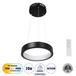 GLOBOSTAR® NEMESIS 61152 Μοντέρνο Κρεμαστό Φωτιστικό Οροφής LED 20W 2000lm 360° AC 220-240V IP20 Ρυθμιζόμενο Λευκό CCT με Χειριστήριο από 2700K έως 6000K Dimmable - Lumileds SMD Chip - Μαυρό Ματ - Μ25 x Π25 x Υ4cm - 3 Χρόνια Εγγύηση GLOBOSTAR® NEMESIS 61152 Μοντέρνο Κρεμαστό Φωτιστικό Οροφής LED 20W 2000lm 360° AC 220-240V IP20 Ρυθμιζόμενο Λευκό CCT με Χειριστήριο από 2700K έως 6000K Dimmable - Lumileds SMD Chip - Μαυρό Ματ - Μ25 x Π25 x Υ4cm - 3 Χρόνια Εγγύηση