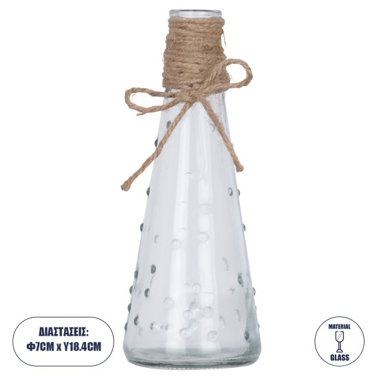 GloboStar® LUCY 35616 Διακοσμητικό Βάζο Γυάλινο Διάφανο με Σχοινί Φ7 x Υ18.1cm GloboStar® LUCY 35616 Διακοσμητικό Βάζο Γυάλινο Διάφανο με Σχοινί Φ7 x Υ18.1cm