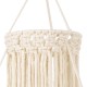 GloboStar® 36200 ETHIOPIA Boho Καπέλο Φωτιστικού- Μακραμέ Πλεκτό Χειροποίητο Μπεζ Βαμβακερό Νήμα - Μ30 x Π30 x Υ90cm