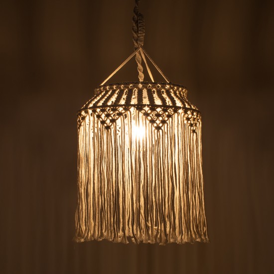 GLOBOSTAR® ALGERIA 36202 Boho Κρεμαστό Φωτιστικό Οροφής με Ντουί 1 x E27 AC 220-240V IP20 - Μπεζ - Μ40 x Π40 x Υ50cm