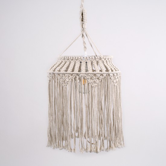 GLOBOSTAR® ALGERIA 36202 Boho Κρεμαστό Φωτιστικό Οροφής με Ντουί 1 x E27 AC 220-240V IP20 - Μπεζ - Μ40 x Π40 x Υ50cm