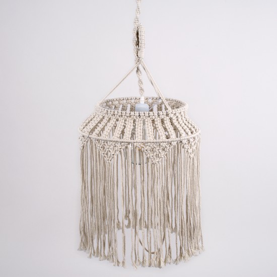 GLOBOSTAR® ALGERIA 36202 Boho Κρεμαστό Φωτιστικό Οροφής με Ντουί 1 x E27 AC 220-240V IP20 - Μπεζ - Μ40 x Π40 x Υ50cm