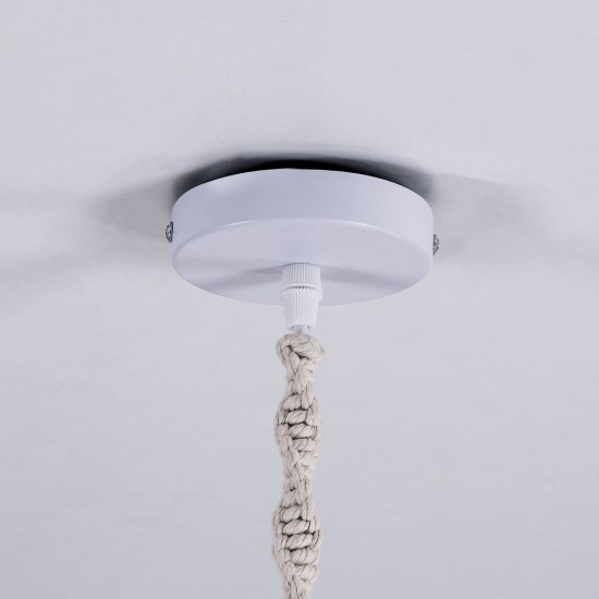 GLOBOSTAR® ALGERIA 36202 Boho Κρεμαστό Φωτιστικό Οροφής με Ντουί 1 x E27 AC 220-240V IP20 - Μπεζ - Μ40 x Π40 x Υ50cm