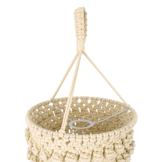 GloboStar® 36205 UGANDA Boho Καπέλο Φωτιστικού- Μακραμέ Πλεκτό Χειροποίητο Μπεζ Βαμβακερό Νήμα - Μ25 x Π25  x Υ70cm