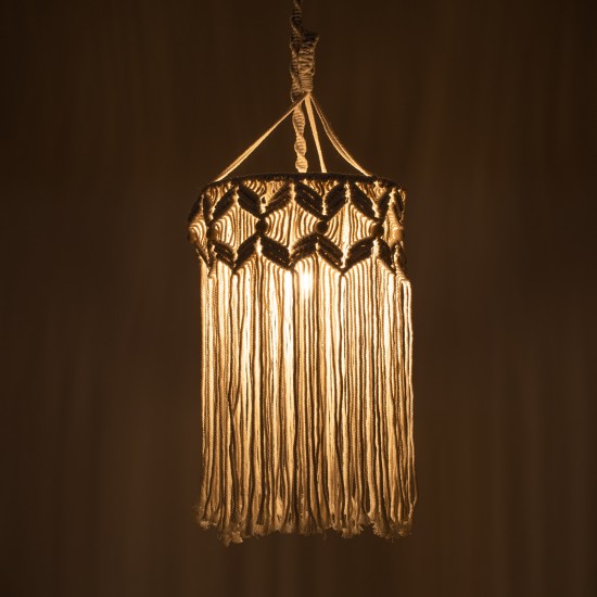GLOBOSTAR® CONGO 36206 Boho Κρεμαστό Φωτιστικό Οροφής με Ντουί 1 x E27 AC 220-240V IP20 - Μπεζ - Μ30 x Π30 x Υ50cm