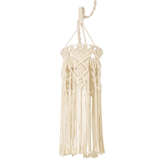 GLOBOSTAR® BAHRI 36211 Boho Κρεμαστό Φωτιστικό Οροφής με Ντουί 1 x E27 AC 220-240V IP20 - Μπεζ - Μ20 x Π20 x Υ65cm