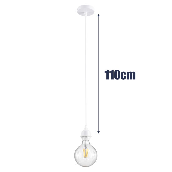 GLOBOSTAR® HANNA 36217 Μοντέρνο Κρεμαστό Φωτιστικό Οροφής με Ντουί 1 x E27 AC 220-240V IP20 - Λευκό - Μ4 x Π4 x Υ110cm