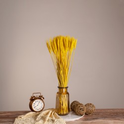 GloboStar® BARLEY 36552 Αποξηραμένο Φυτό Κριθάρι - Μπουκέτο Διακοσμητικών Κλαδιών Μπεζ - Κίτρινο Υ60cm - Σετ 105 τμχ