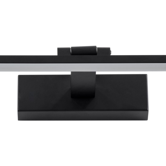 GLOBOSTAR® ELLIS 60444 Μοντέρνο Φωτιστικό Τοίχου - Απλίκα Καθρέπτη Μπάνιου LED 12W 1400lm 120° AC 220-240V IP44 Φυσικό Λευκό 4500K - Lumileds SMD Chip & TÜV SÜD Driver - Μαύρο Ματ - Μ60 x Π16 x Υ6cm - 3 Χρόνια Εγγύηση
