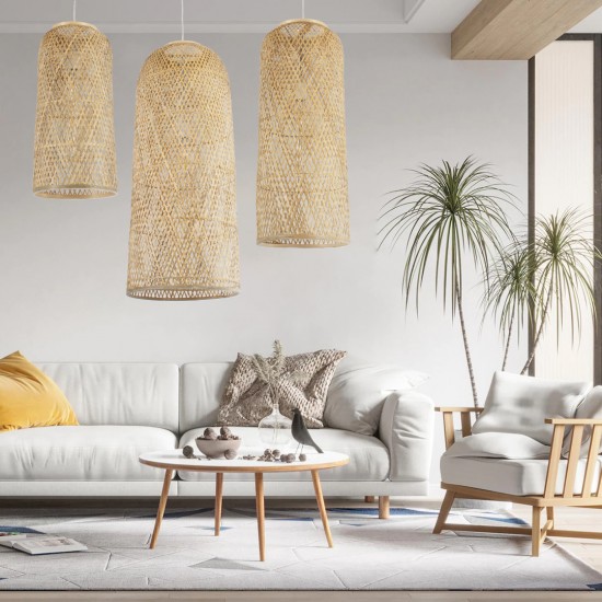 GLOBOSTAR® CALERO 01712 Boho Κρεμαστό Φωτιστικό Οροφής με Ντουί 1 x E27 AC 220-240V IP20 - Μπεζ - Μ40 x Π40 x Υ90cm