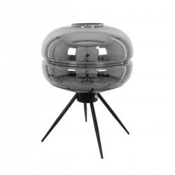 GLOBOSTAR® JAVAN 00738 Μοντέρνο Επιτραπέζιο Φωτιστικό Πορτατίφ με Ντουί 1 x E27 AC 220-240V IP20 - Μαύρο Φιμέ & Μαύρο - Μ30 x Π30 x Y40cm