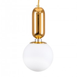 GLOBOSTAR® MAVERICK 00943 Μοντέρνο Κρεμαστό Φωτιστικό Οροφής με Ντουί 1 x E27 AC 220-240V IP20 - Χρυσό & Λευκό - Μ15 x Π15 x Υ33cm