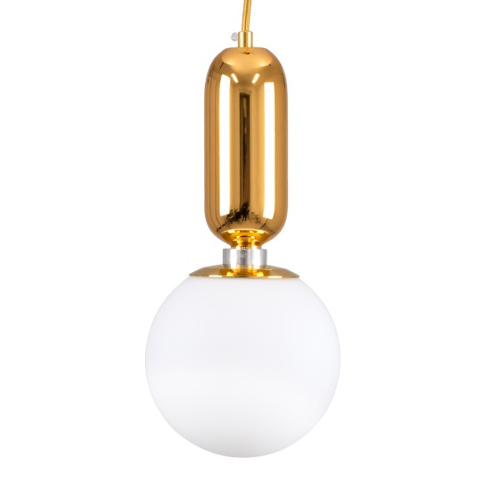 GLOBOSTAR® MAVERICK 00943 Μοντέρνο Κρεμαστό Φωτιστικό Οροφής με Ντουί 1 x E27 AC 220-240V IP20 - Χρυσό & Λευκό - Μ15 x Π15 x Υ33cm
