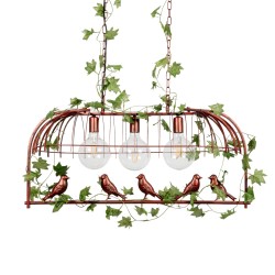 GLOBOSTAR® NEST 01648 Vintage Κρεμαστό Φωτιστικό Οροφής με Ντουί 3 x E27 AC 220-240V IP20 - Χάλκινο & Πράσινο - Μ86 x Π37 x Y40cm