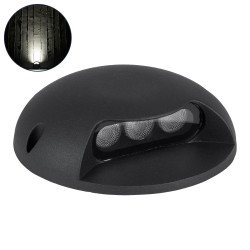 GLOBOSTAR® STEPLUNA 90617 Φωτιστικό Σκαλοπατιού / Διαδρόμου LED 3W 345lm 10° DC 24V Αδιάβροχο IP65 Φυσικό Λευκό 4500K Dimmable - Bridgelux SMD Chip - Μαύρο Ματ - Μ12 x Π12 x Υ3cm - 3 Χρόνια Εγγύηση