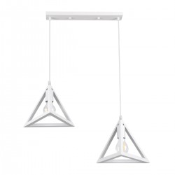 GLOBOSTAR® TRIANGLE 00612 Μοντέρνο Κρεμαστό Φωτιστικό Οροφής με Ντουί 2 x E27 AC 220-240V IP20 - Λευκό - Μ60 x Π22 x Y130cm