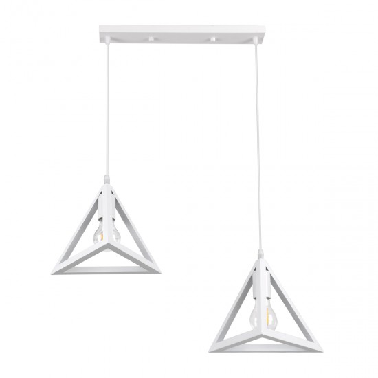 GLOBOSTAR® TRIANGLE 00612 Μοντέρνο Κρεμαστό Φωτιστικό Οροφής με Ντουί 2 x E27 AC 220-240V IP20 - Λευκό - Μ60 x Π22 x Y130cm GLOBOSTAR® TRIANGLE 00612 Μοντέρνο Κρεμαστό Φωτιστικό Οροφής με Ντουί 2 x E27 AC 220-240V IP20 - Λευκό - Μ60 x Π22 x Y130cm