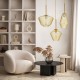 GLOBOSTAR® AMARIS 00871 Μοντέρνο Κρεμαστό Φωτιστικό Οροφής με Ντουί 1 x E27 AC 220-240V IP20 - Χρυσό & Μελί - Μ17 x Π17 x Υ30cm