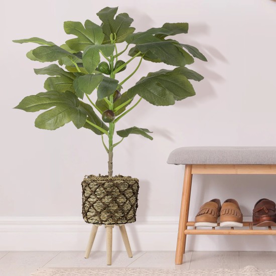 GloboStar® Artificial Garden SAMOS 20303 Διακοσμητικό Πλεκτό Καλάθι - Κασπώ Γλάστρα - Flower Pot Μπεζ με Καφέ Φ22cm x Υ34cm GloboStar® Artificial Garden SAMOS 20303 Διακοσμητικό Πλεκτό Καλάθι - Κασπώ Γλάστρα - Flower Pot Μπεζ με Καφέ Φ22cm x Υ34cm