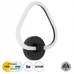 GLOBOSTAR® REGINA 61341 Μοντέρνο Φωτιστικό Τοίχου - Απλίκα LED 8W 960lm 360° AC 220-240V IP20 Ρυθμιζόμενο Λευκό CCT με On/Off 2700K/4500K/6000K - Lumileds SMD Chip - Μαύρο Ματ - Μ25 x Π7 x Υ28.5cm - 3 Χρόνια Εγγύηση GLOBOSTAR® REGINA 61341 Μοντέρνο Φωτιστικό Τοίχου - Απλίκα LED 8W 960lm 360° AC 220-240V IP20 Ρυθμιζόμενο Λευκό CCT με On/Off 2700K/4500K/6000K - Lumileds SMD Chip - Μαύρο Ματ - Μ25 x Π7 x Υ28.5cm - 3 Χρόνια Εγγύηση