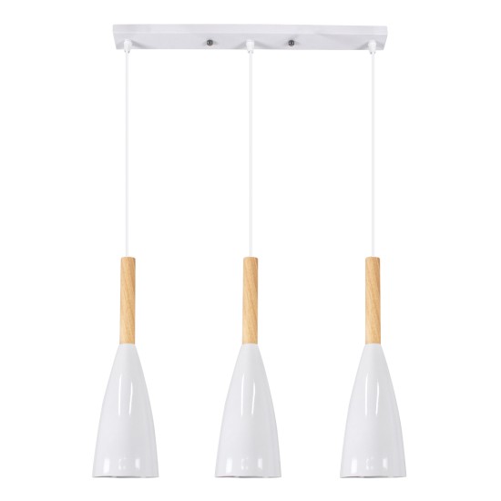 GLOBOSTAR® DILLON 00631 Μοντέρνο Κρεμαστό Φωτιστικό Οροφής με Ντουί 3 x E27 AC 220-240V IP20 - Λευκό & Μπεζ - Μ54 x Π14 x Υ130cm GLOBOSTAR® DILLON 00631 Μοντέρνο Κρεμαστό Φωτιστικό Οροφής με Ντουί 3 x E27 AC 220-240V IP20 - Λευκό & Μπεζ - Μ54 x Π14 x Υ130cm