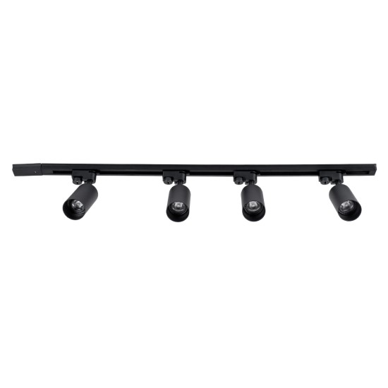 GLOBOSTAR® LEO 60356 Μοντέρνο Φωτιστικό Οροφής με Ντουί 4 x GU10 AC 220-240V IP20 - Μαύρο - Μ100 x Π6 x Υ20cm