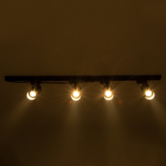 GLOBOSTAR® LEO 60356 Μοντέρνο Φωτιστικό Οροφής με Ντουί 4 x GU10 AC 220-240V IP20 - Μαύρο - Μ100 x Π6 x Υ20cm
